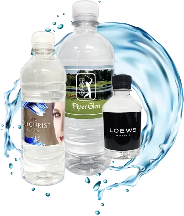 3 bottles of custom labeled water
